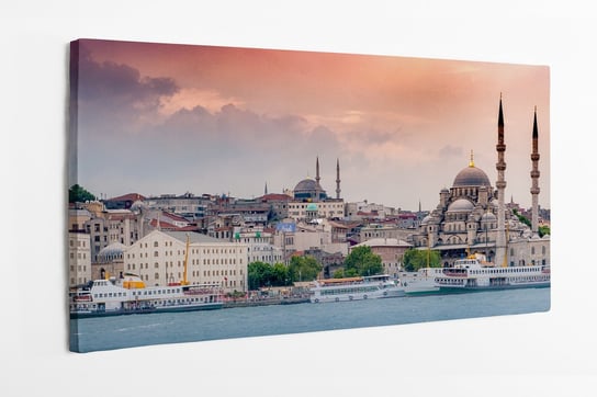 Obraz na płótnie HOMEPRINT, panorama miasta, wieczór, zachód słońca, Istanbul, Stambuł 100x50 cm HOMEPRINT