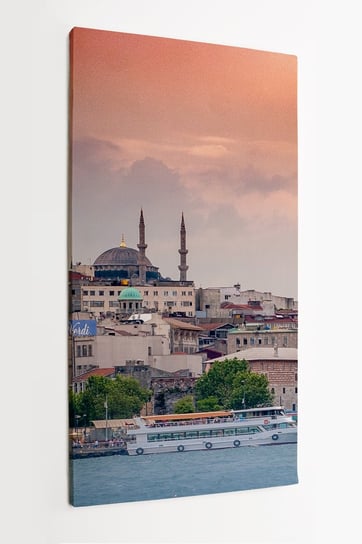 Obraz na płótnie HOMEPRINT, panorama miasta, wieczór, zachód słońca, Istanbul, Stambuł 50x100 cm HOMEPRINT
