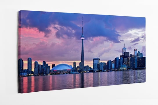 Obraz na płótnie HOMEPRINT, panorama, miasto, kolorowy zachód słońca, Toronto, Kanada 140x70 cm HOMEPRINT