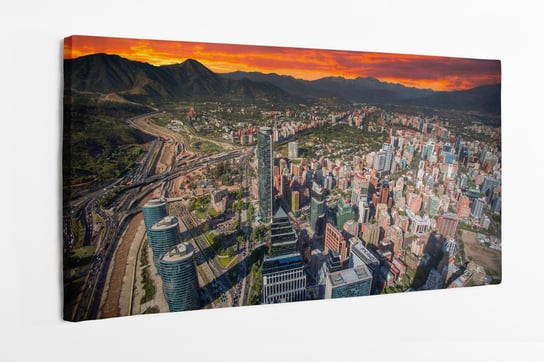 Obraz na płótnie HOMEPRINT, panorama, miasto, panoramiczny widok na Santiago, Chile 120x60 cm HOMEPRINT