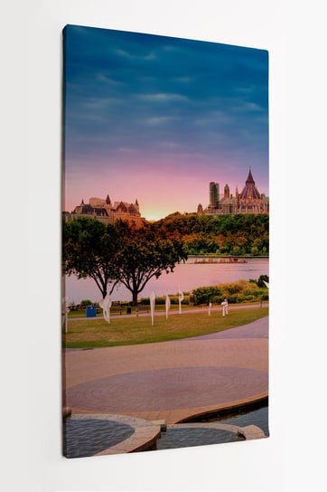 Obraz na płótnie HOMEPRINT, panorama, miasto, wschód słońca, parlament w Ottawie, rzeka, Kanada 50x100 cm HOMEPRINT