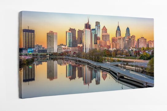 Obraz na płótnie HOMEPRINT, panorama, miasto, zachód słońca, Filadelfia, Pensylwania, USA 100x50 cm HOMEPRINT