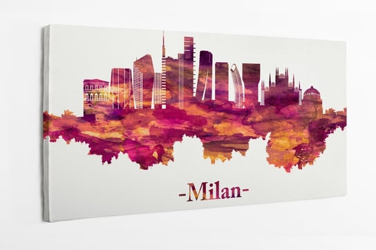 Obraz na płótnie HOMEPRINT, panorama Milan na czerwono 120x50 cm HOMEPRINT