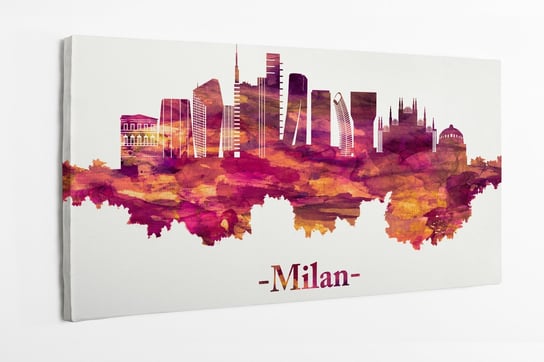 Obraz na płótnie HOMEPRINT, panorama Milan na czerwono 140x70 cm HOMEPRINT