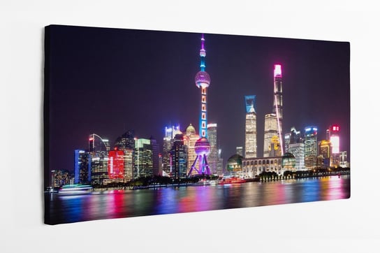 Obraz na płótnie HOMEPRINT, panorama, noc, scena nocna, miasto nocą, budynki, Szanghaj, Pudong 100x50 cm HOMEPRINT