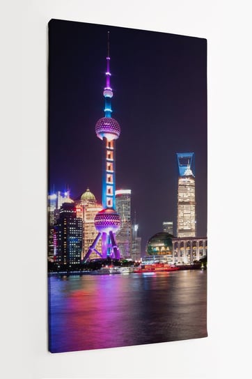 Obraz na płótnie HOMEPRINT, panorama, noc, scena nocna, miasto nocą, budynki, Szanghaj, Pudong 50x100 cm HOMEPRINT