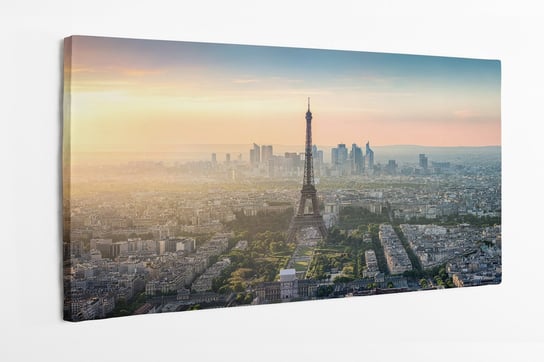 Obraz na płótnie HOMEPRINT, panorama Paryża o zachodzie słońca, wieża Eiffla, Francja 120x60 cm HOMEPRINT