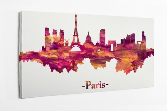 Obraz na płótnie HOMEPRINT, panorama Paryża we Francji na czerwono 120x60 cm HOMEPRINT
