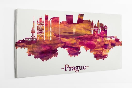 Obraz na płótnie HOMEPRINT, Panorama Pragi, Czechy na czerwono 140x70 cm HOMEPRINT