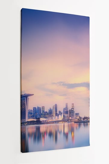 Obraz na płótnie HOMEPRINT, panorama, Singapur, zachód słońca, miasto nocą 50x100 cm HOMEPRINT