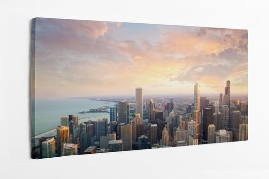 Obraz na płótnie HOMEPRINT, panorama, widok z powietrza, wieżowce, Chicago, USA 100x50 cm HOMEPRINT