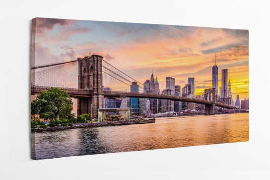 Obraz na płótnie HOMEPRINT, panorama, zachód słońca, most brookliński, Nowy York 100x50 cm HOMEPRINT