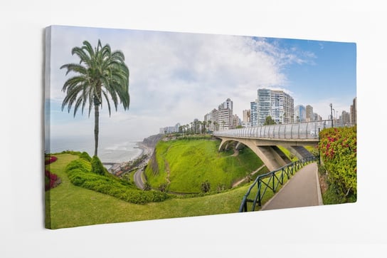 Obraz na płótnie HOMEPRINT, panoramiczny widok z dzielnicy Miraflores z mostem Villena Rey z boku, w Limie, Peru 100x50 cm HOMEPRINT