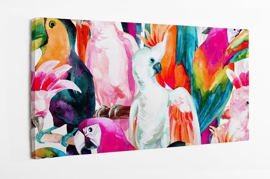 Obraz na płótnie HOMEPRINT, papugi, kolorowe, ptaki, egzotyka 120x60 cm HOMEPRINT