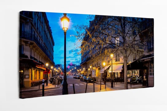 Obraz na płótnie HOMEPRINT, Paryż, piękna ulica wieczorem z lampami, Francja 100x50 cm HOMEPRINT