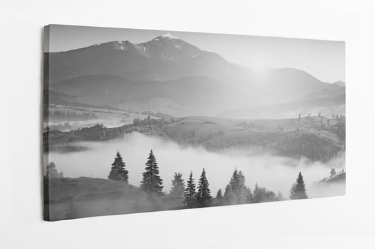 Obraz na płótnie HOMEPRINT, pasmo górskie, czarno-białe, Karpaty, krajobraz, polskie góry 100x50 cm HOMEPRINT