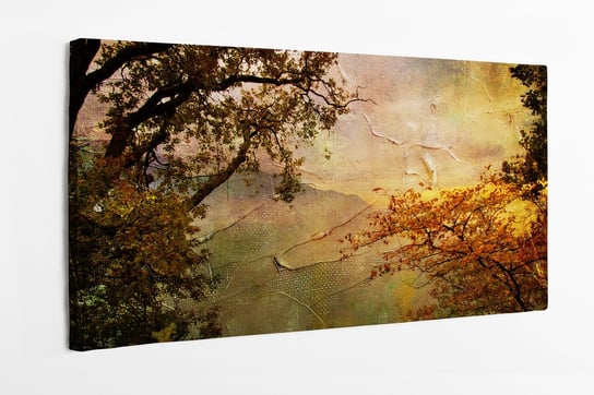 Obraz na płótnie HOMEPRINT, pejzaż jesienny, działo w stylu malarskim, sztuka, natura, drzewa 100x50 cm HOMEPRINT