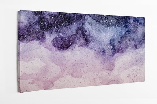 Obraz na płótnie HOMEPRINT, pełny obraz nocnego nieba z fioletowym i różowym akwarelowym tłem 100x50 cm HOMEPRINT