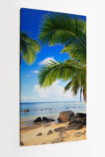 Obraz na płótnie HOMEPRINT, piaszczysta plaża z palmami na wyspie Kauai, Hawaje 50x100 cm HOMEPRINT