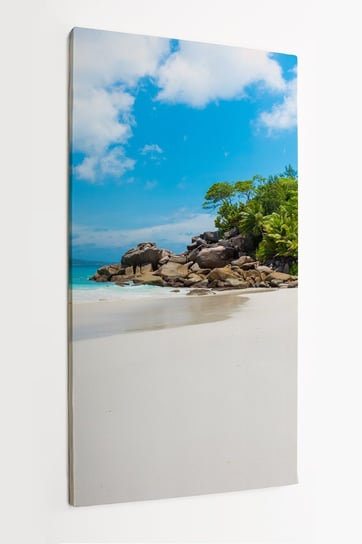 Obraz na płótnie HOMEPRINT, piękna rajska plaża, tropikalna wyspa, piaszczysta plaża, palmy, wczasy, relaks, wypoczynek, 50x100 cm HOMEPRINT