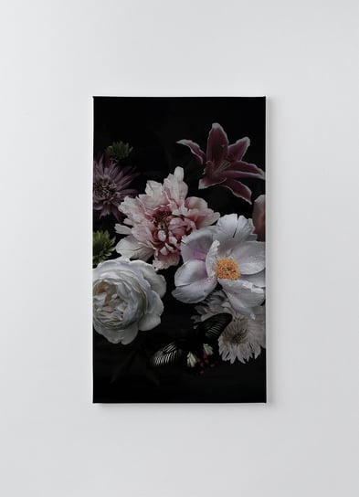 Obraz na płótnie HOMEPRINT, piękny bukiet kwiatów w pastelowych kolorach na czarnym tle 50x100 cm HOMEPRINT