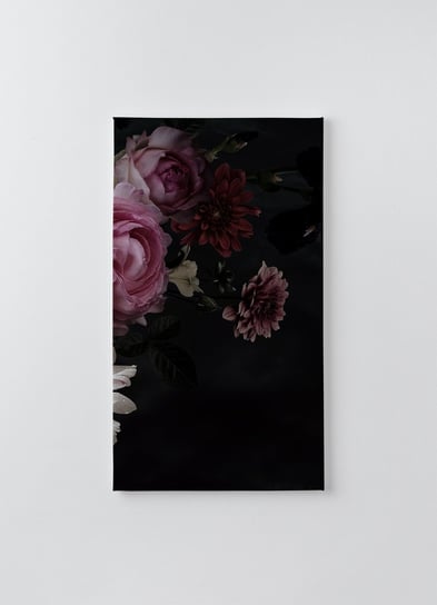 Obraz na płótnie HOMEPRINT, piękny bukiet kwiatów w pastelowych kolorach na czarnym tle 60x120 cm HOMEPRINT