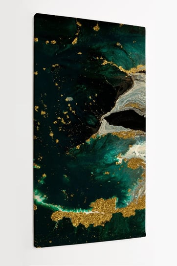 Obraz na płótnie HOMEPRINT, piękny ciemnozielony ze złotymi elementami klejnot agatu 50x100 cm HOMEPRINT
