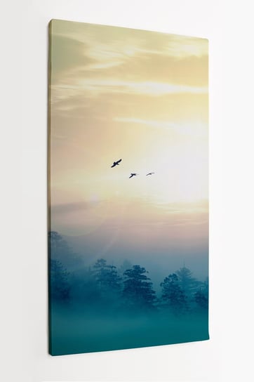 Obraz na płótnie HOMEPRINT, piękny krajobraz z ptakami, wschód słońca, piękna, dzika przyroda 60x120 cm HOMEPRINT