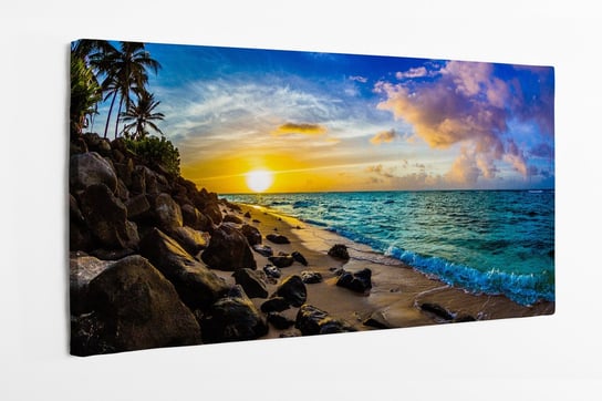 Obraz na płótnie HOMEPRINT, plaża, egzotyka, zachód słońca, North Shore ,Hawaje 100x50 cm HOMEPRINT