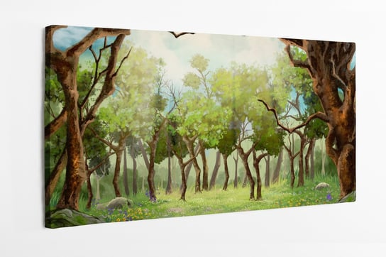 Obraz na płótnie HOMEPRINT, pole kwiatowe, las, głęboki las, farby 120x50 cm HOMEPRINT