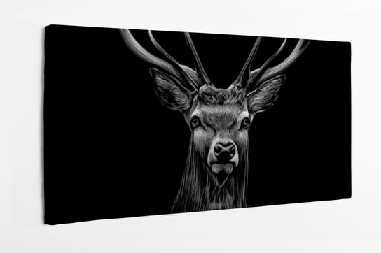 Obraz na płótnie HOMEPRINT, portret głowy jelenia na czarnym tle 100x50 cm HOMEPRINT