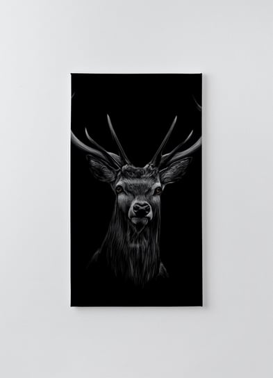 Obraz na płótnie HOMEPRINT, portret głowy jelenia na czarnym tle 50x100 cm HOMEPRINT