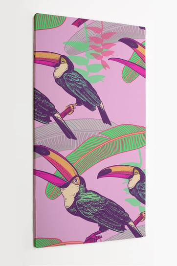 Obraz na płótnie HOMEPRINT, powtarzający się motyw papugi na różowym tle 60x120 cm HOMEPRINT