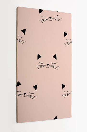 Obraz na płótnie HOMEPRINT,  Ręcznie rysowane kotki na różowym tle 60x120 cm HOMEPRINT