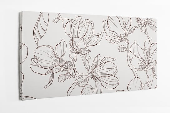 Obraz na płótnie HOMEPRINT, ręcznie rysowane magnolie, kwiaty 125x50 cm HOMEPRINT