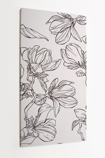 Obraz na płótnie HOMEPRINT, ręcznie rysowane magnolie, kwiaty 50x100 cm HOMEPRINT