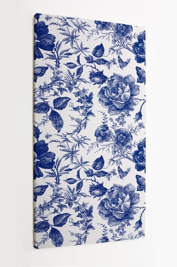 Obraz na płótnie HOMEPRINT, ręcznie rysowane niebieskie kwiaty, vintage, retro 50x100 cm HOMEPRINT