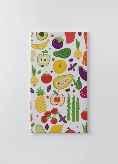 Obraz na płótnie HOMEPRINT, ręcznie rysowane warzywa i owoce na białym tle 50x100 cm HOMEPRINT