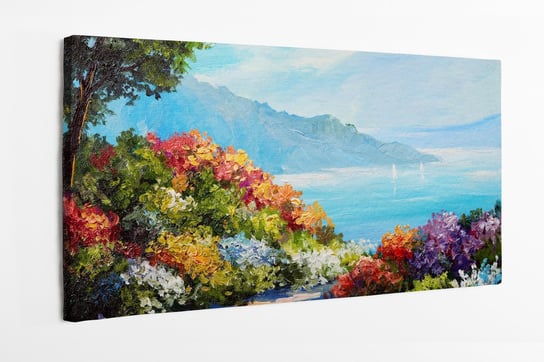 Obraz na płótnie HOMEPRINT, replika obraz olejny, krajobraz, morze, góry 100x50 cm HOMEPRINT