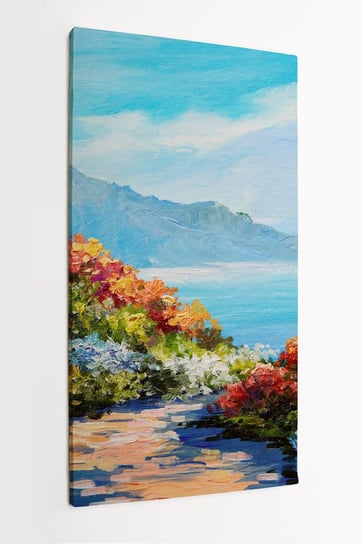 Obraz na płótnie HOMEPRINT, replika obraz olejny, krajobraz, morze, góry 50x100 cm HOMEPRINT