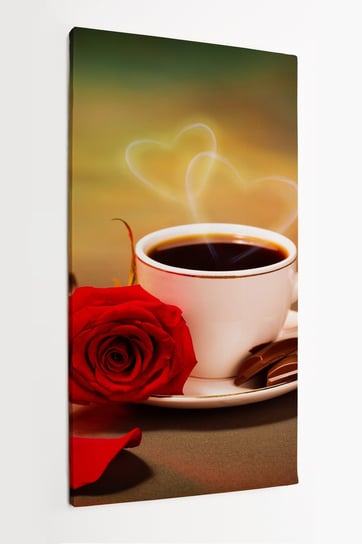 Obraz na płótnie HOMEPRINT, romantyczna podróż do Francji, kawa, czerwona róża, miłość 60x120 cm HOMEPRINT