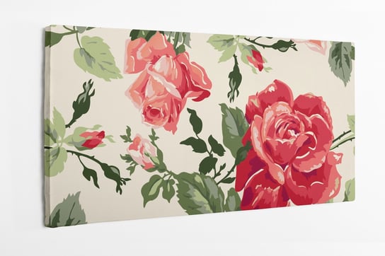 Obraz na płótnie HOMEPRINT , róże, wzór kwiatowy, czerwone róże, kwiaty 100x50 cm HOMEPRINT
