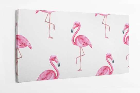 Obraz na płótnie HOMEPRINT, różowe flamingi na białym tle, ptak tropikalny, flaming 120x60 cm HOMEPRINT