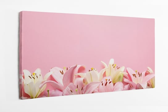 Obraz na płótnie HOMEPRINT, różowe kwiaty lilii wodnej na różowym tle 100x50 cm HOMEPRINT