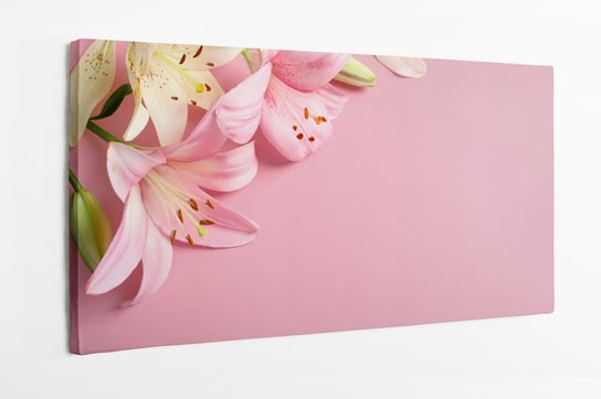 Obraz na płótnie HOMEPRINT, różowe kwiaty lilii wodnej na różowym tle 120x60 cm HOMEPRINT