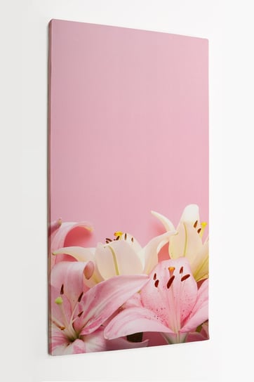 Obraz na płótnie HOMEPRINT, różowe kwiaty lilii wodnej na różowym tle 50x100 cm HOMEPRINT