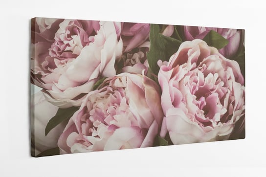Obraz na płótnie HOMEPRINT, różowe kwiaty piwonii, vintage, bukiet kwaitowy 120x50 cm HOMEPRINT