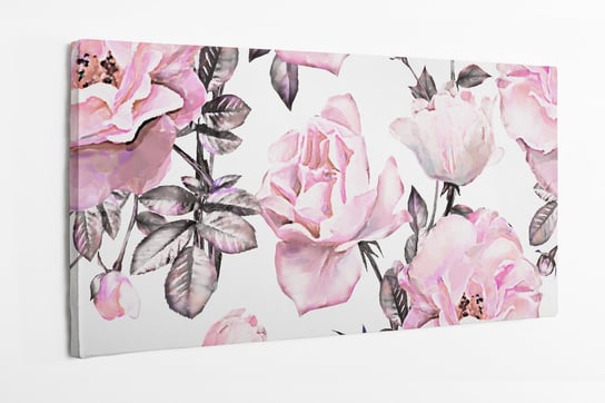 Obraz na płótnie HOMEPRINT, różowe kwiaty róż, róże, wzór, botanika 100x50 cm HOMEPRINT