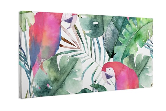 Obraz na płótnie HOMEPRINT Różowe papugi w dżungli 140x70 cm HOMEPRINT