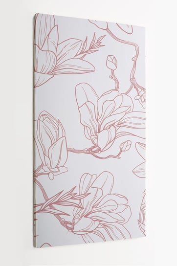 Obraz na płótnie HOMEPRINT, różowy ręcznie malowany szkic kwiatów magnolii na białym tle 50x100 cm HOMEPRINT